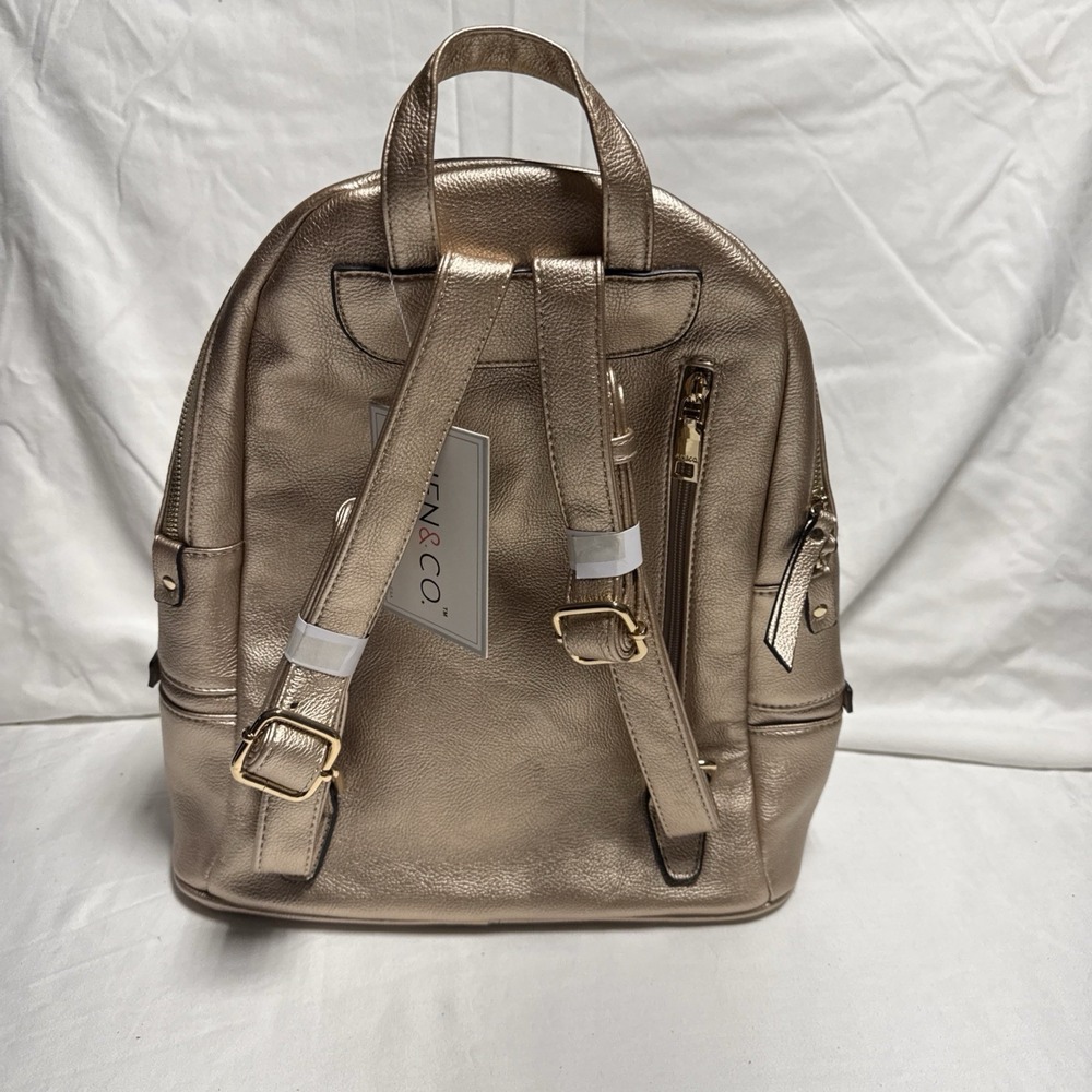 Jen & Co Blake Vegan Leather Backpack, Rose Gold, Adjustable Straps, NWT - Picture 2 of 5